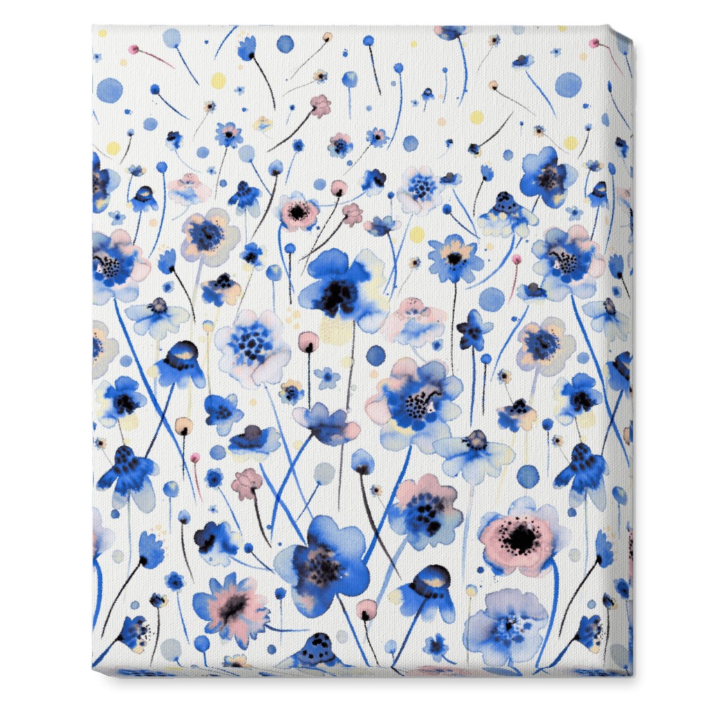Gradation of Flowers - Blue Wall Art, No Frame, Single piece, Canvas, 16x20, Blue, True Blue