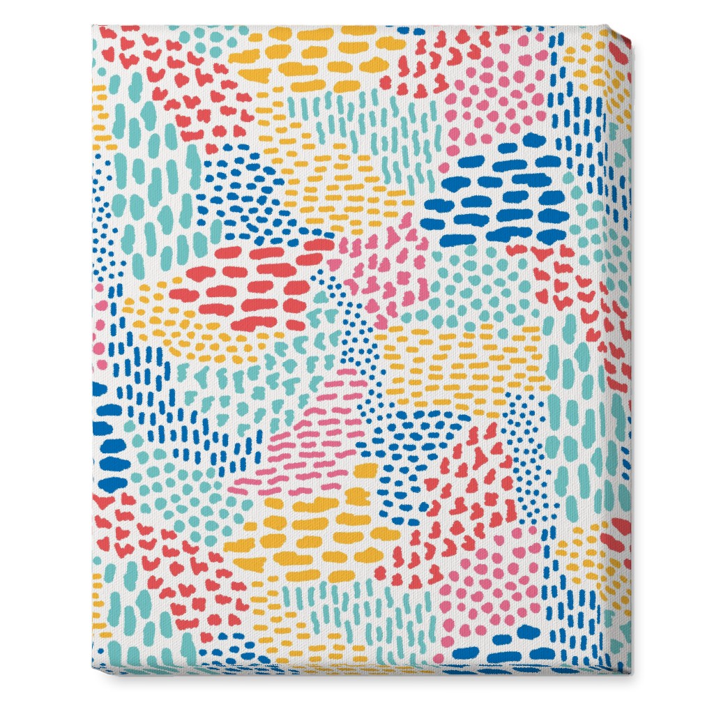 Abstract Colorful Dots and Dashes - Multi Wall Art, No Frame, Single piece, Canvas, 16x20, Multicolor