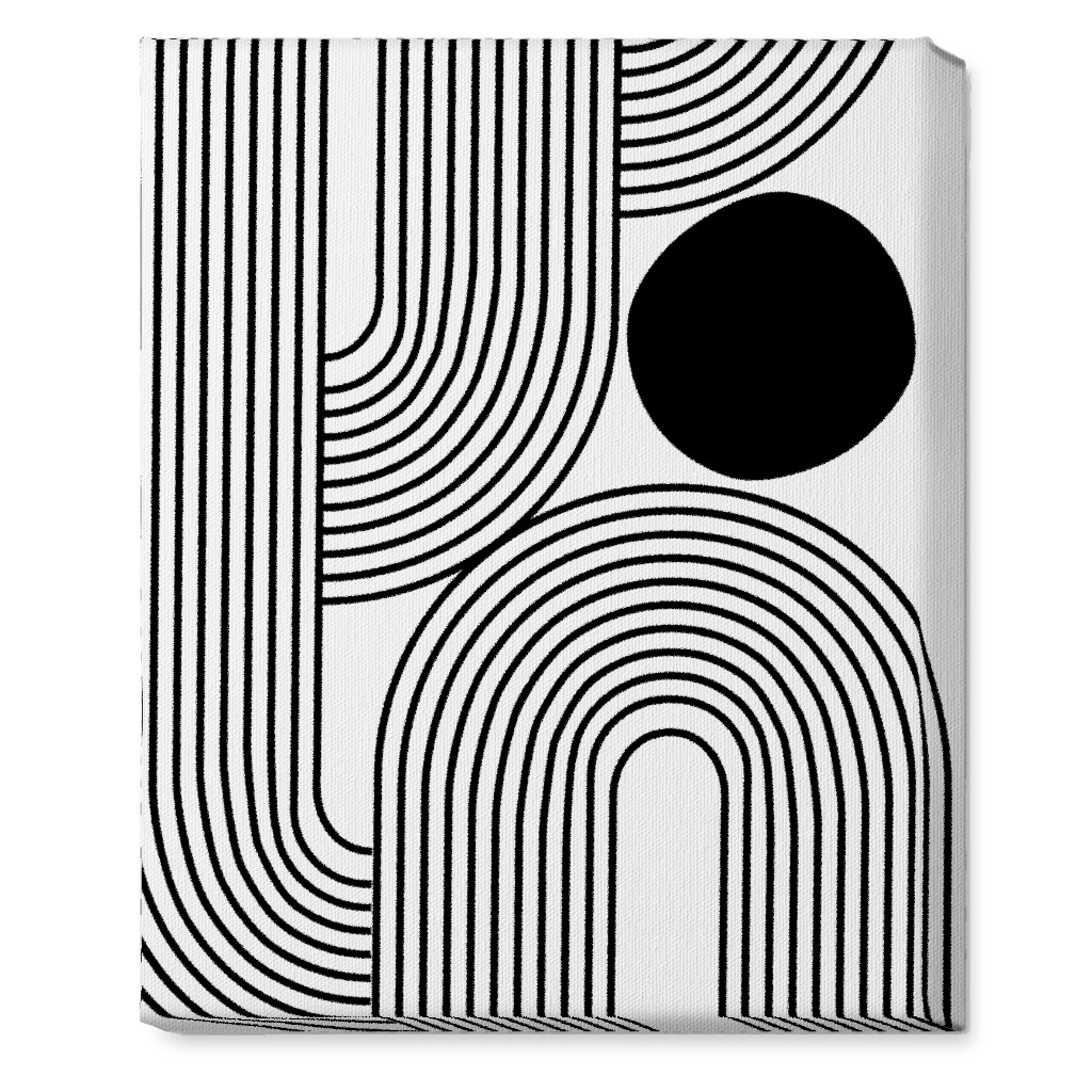 Rising Sun Minimal Geometric Lines Wall Art, No Frame, Single piece, Canvas, 16x20, Black, Rich Black