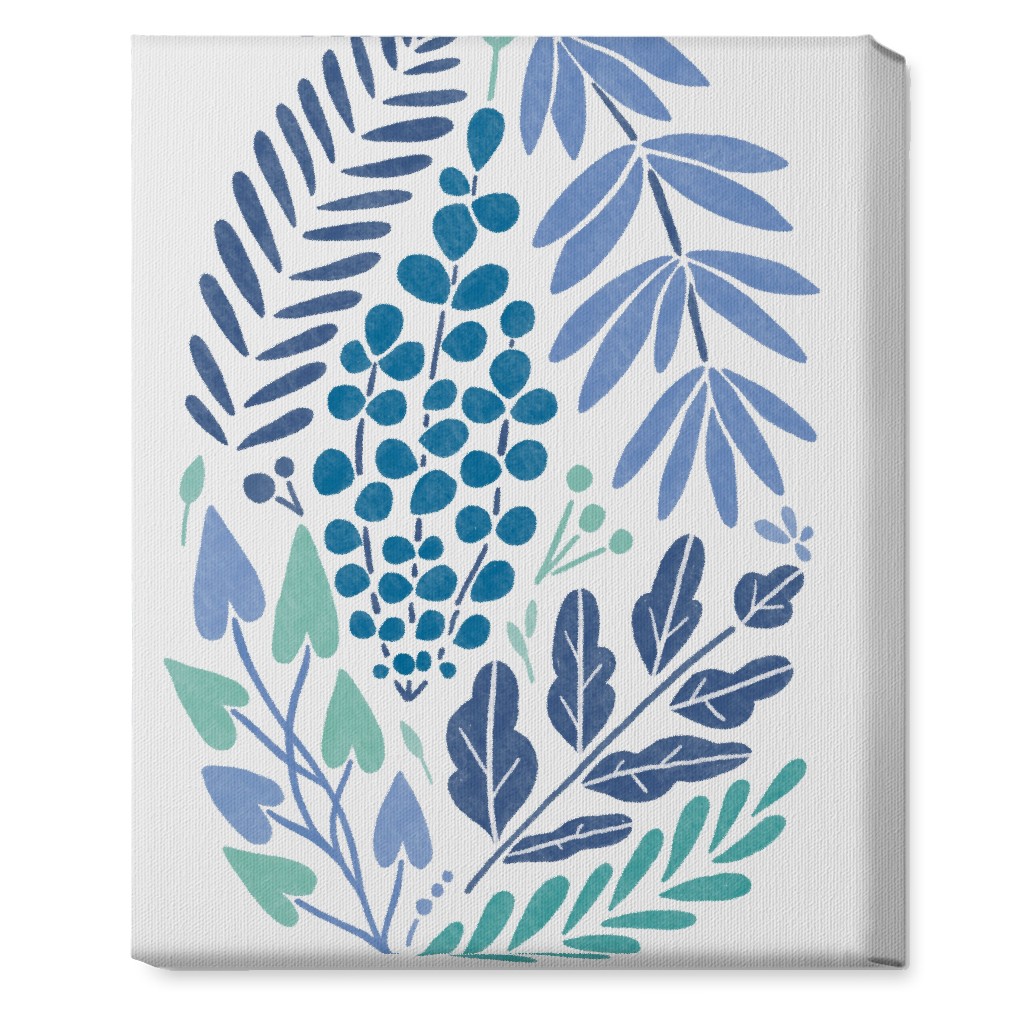 Botanical Composition Wall Art, No Frame, Single piece, Canvas, 16x20, Blue, Silver Lake
