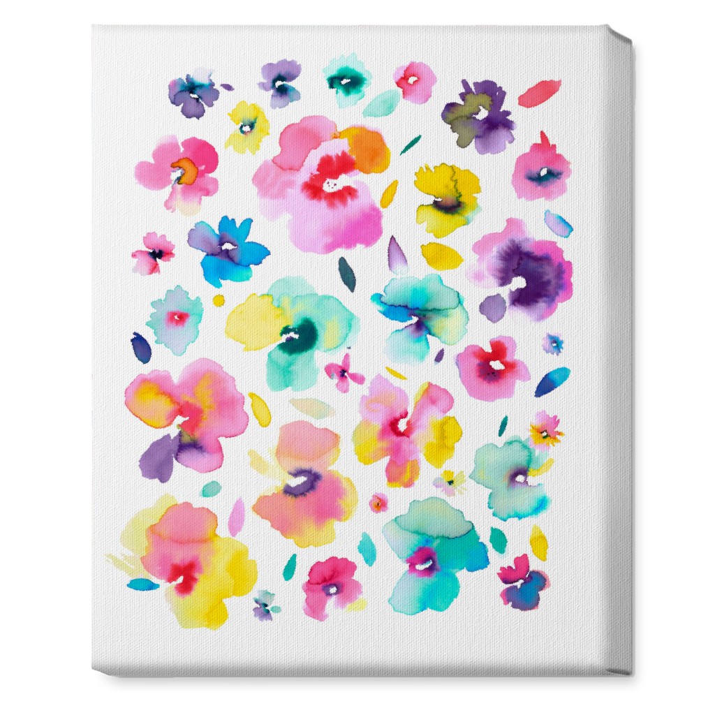 Watercolor Beautiful Flowers - Multi Wall Art, No Frame, Single piece, Canvas, 16x20, Multicolor