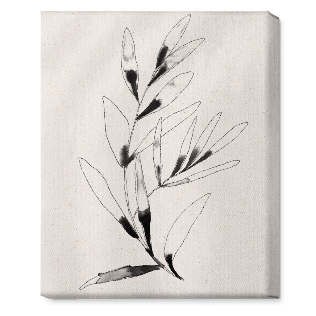 Olive Branch Watercolor - Neutral Wall Art, No Frame, Single piece, Canvas, 16x20, Beige