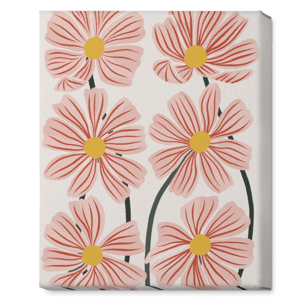 Botanical Cosmos Flowers Wall Art, No Frame, Single piece, Canvas, 16x20, Pink, Lavender Water