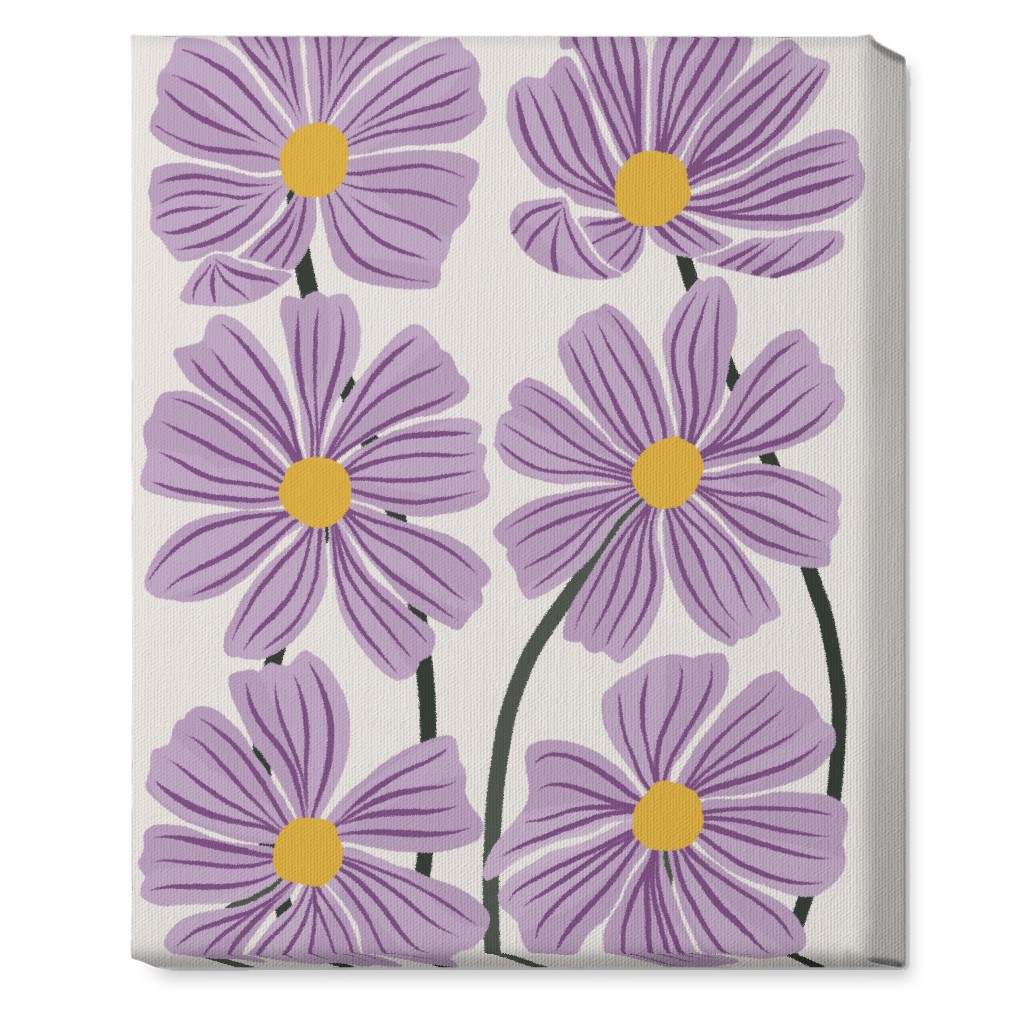 Botanical Cosmos Flowers Wall Art, No Frame, Single piece, Canvas, 16x20, Purple
