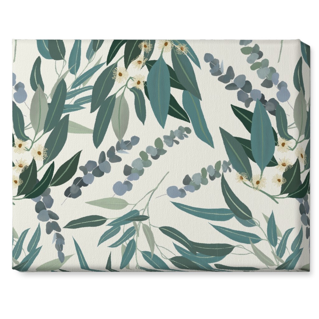 Eucalyptus - Green on White Wall Art, No Frame, Single piece, Canvas, 16x20, Green, Classic Green