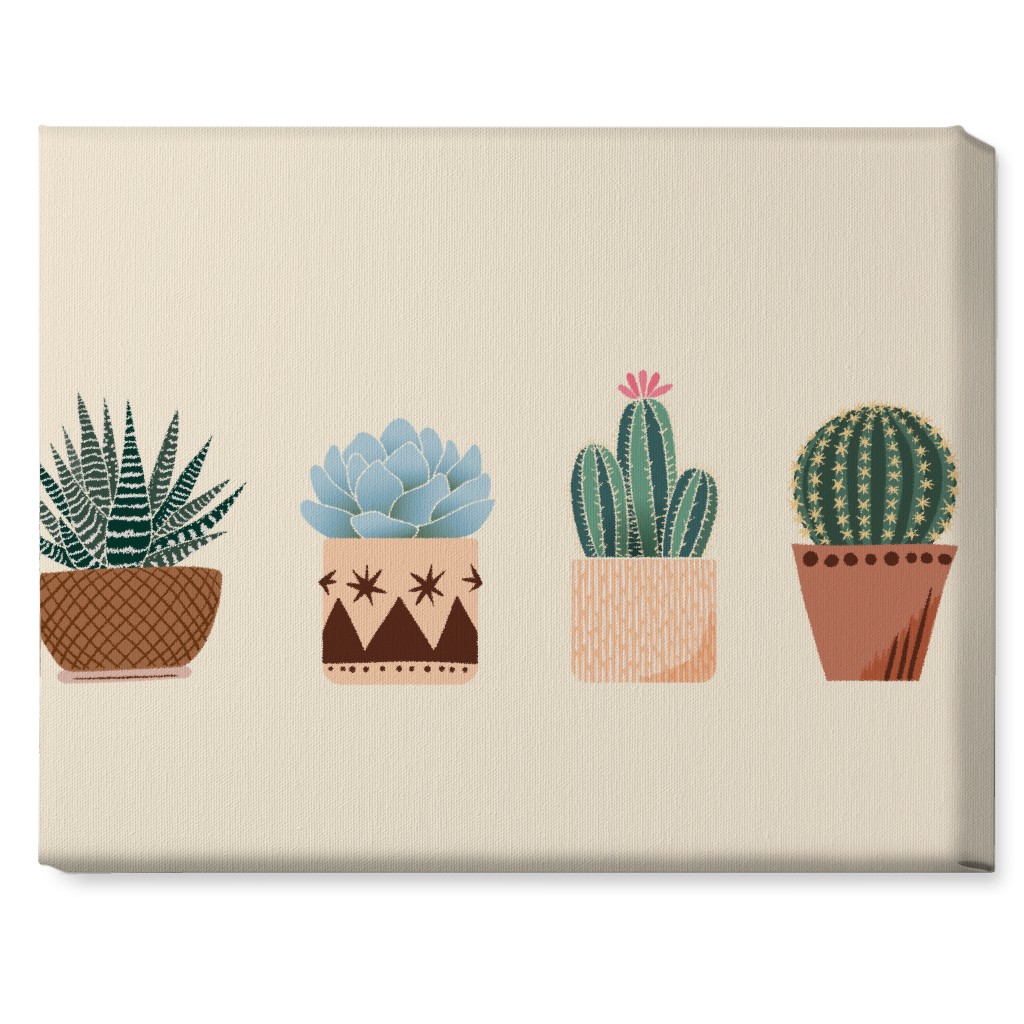 Cactus and Succulent Plants - Neutral Wall Art, No Frame, Single piece, Canvas, 16x20, Beige