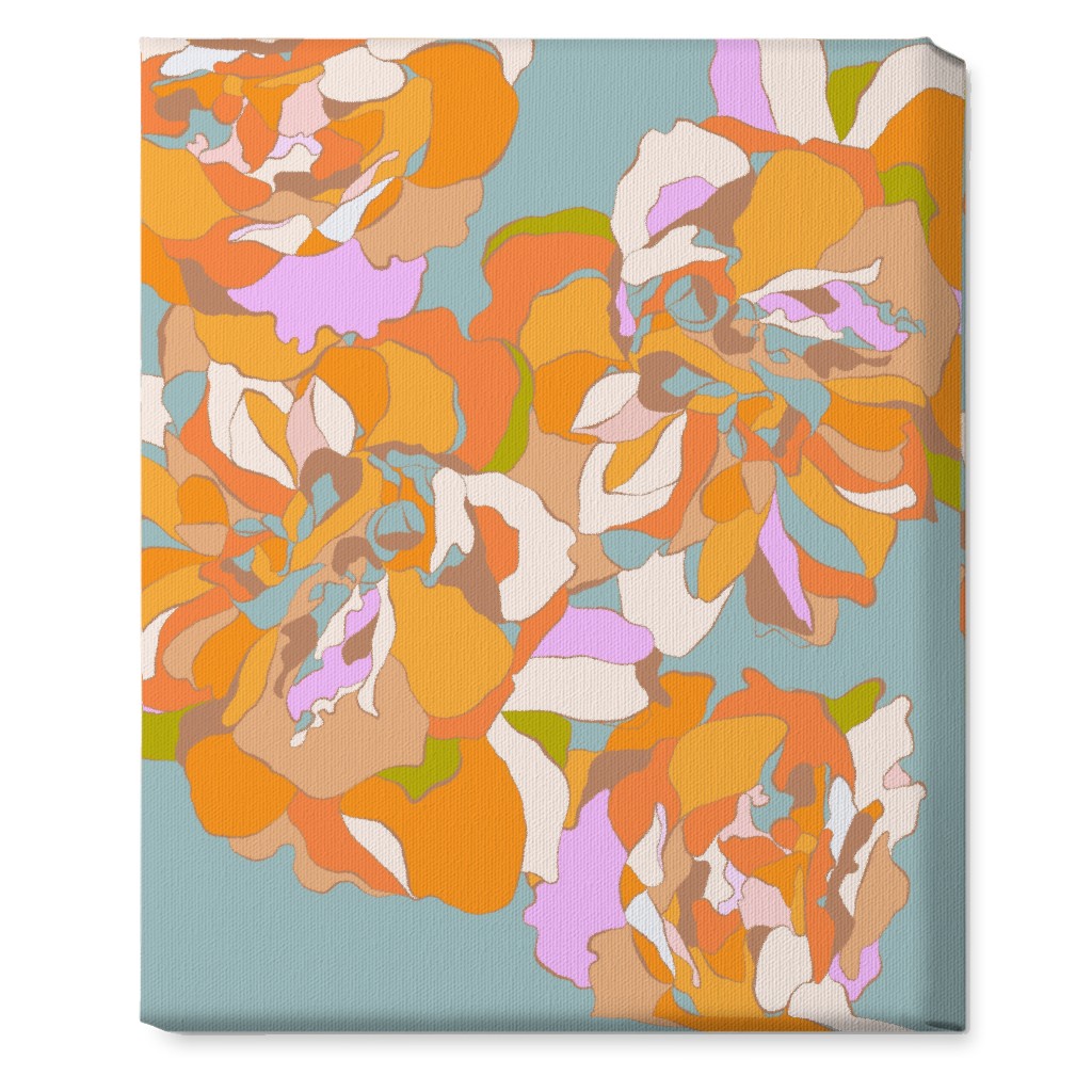 Maxi Boho Peonies Wall Art, No Frame, Single piece, Canvas, 16x20, Orange, Catalina