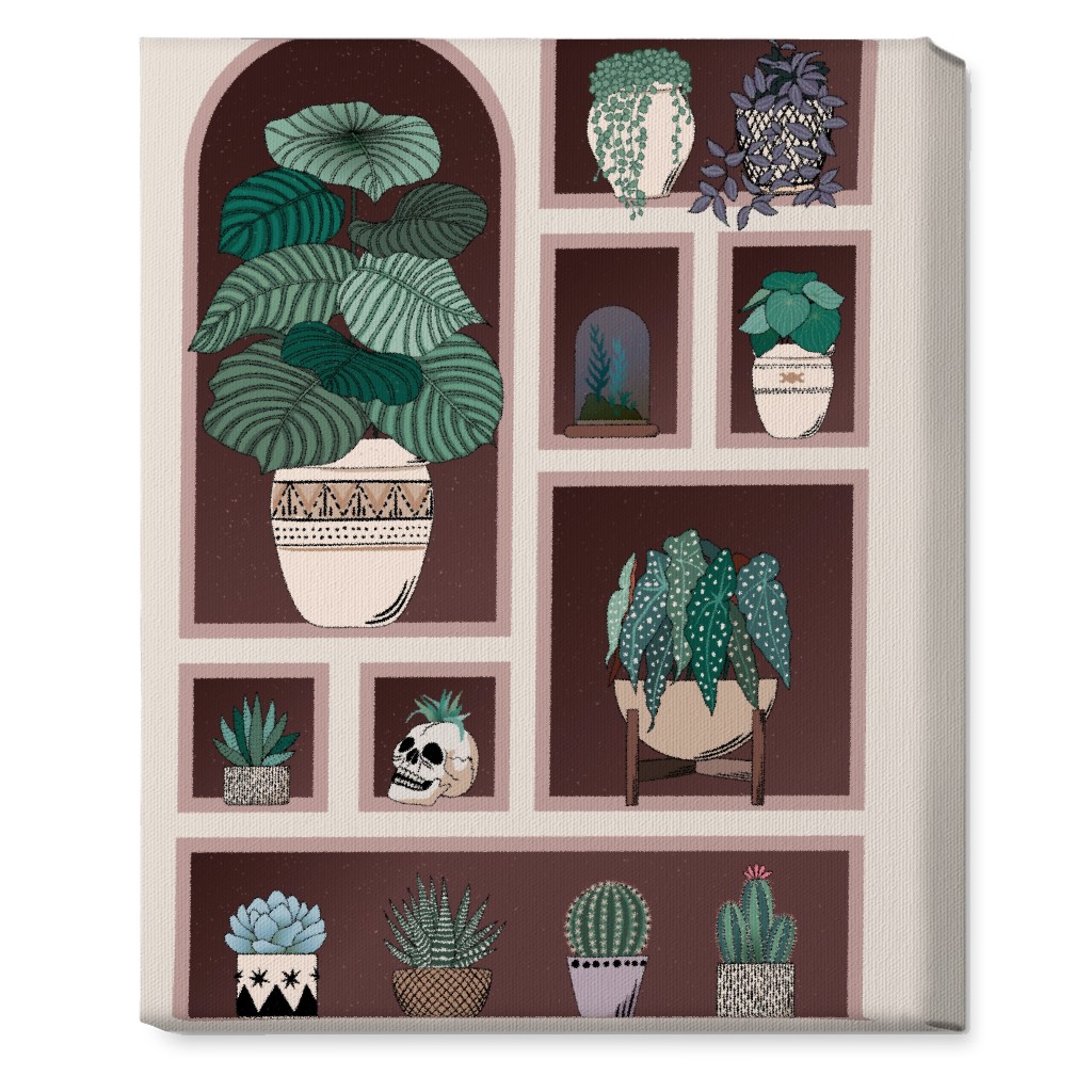 Neatly Arranged Indoor Plants - Neutral Wall Art, No Frame, Single piece, Canvas, 16x20, Multicolor