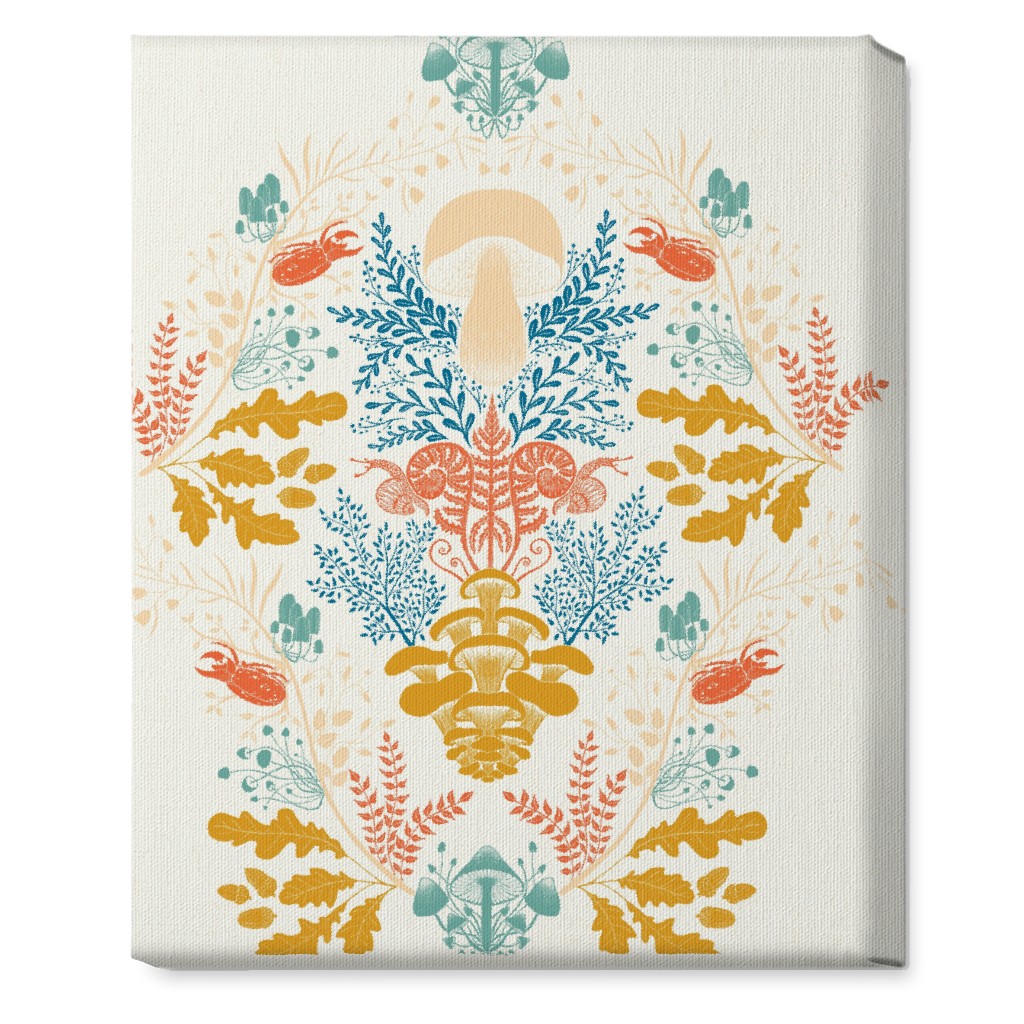 Mushroom Forest Wall Art, No Frame, Single piece, Canvas, 16x20, Multicolor, White