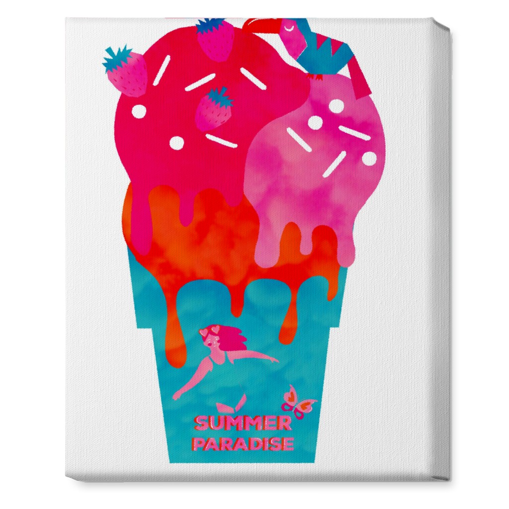 Summer Ice Cream Paradise - Multi Wall Art, No Frame, Single piece, Canvas, 16x20, Multicolor