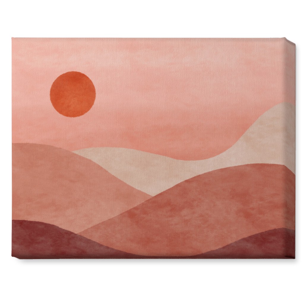 a Desert Sunset - Neutral Wall Art, No Frame, Single piece, Canvas, 16x20, Pink, Bright Pink