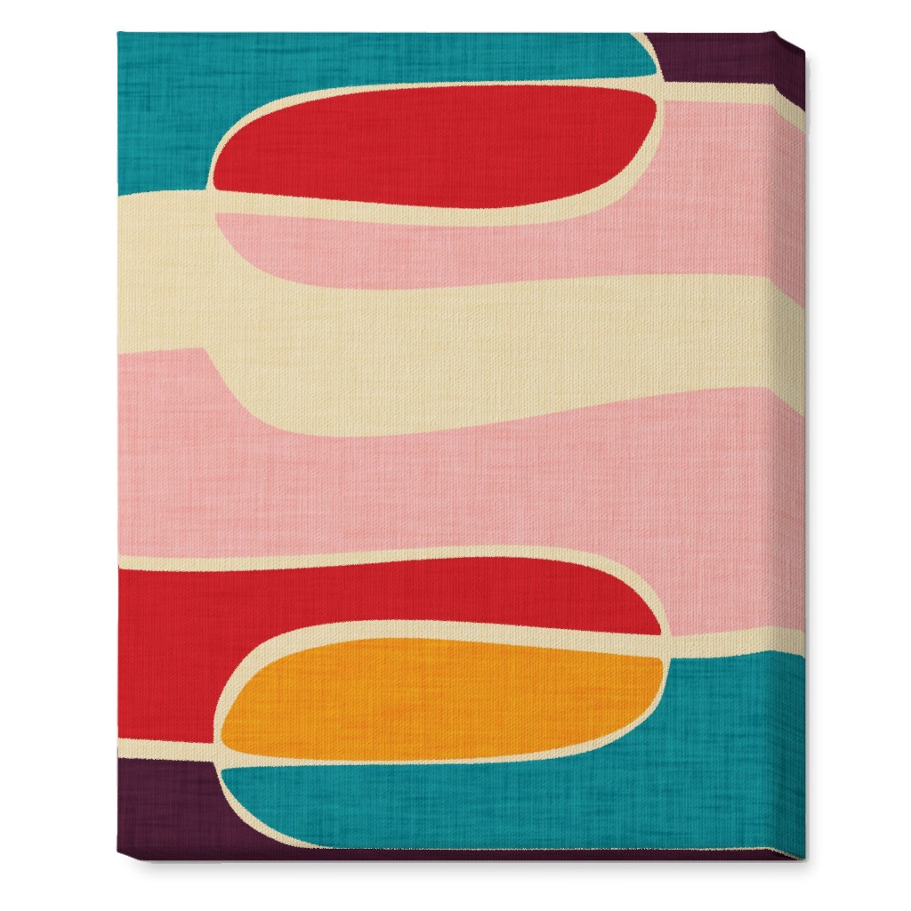 Mid Century Mod Retro Waves - Multi Wall Art, No Frame, Single piece, Canvas, 16x20, Multicolor
