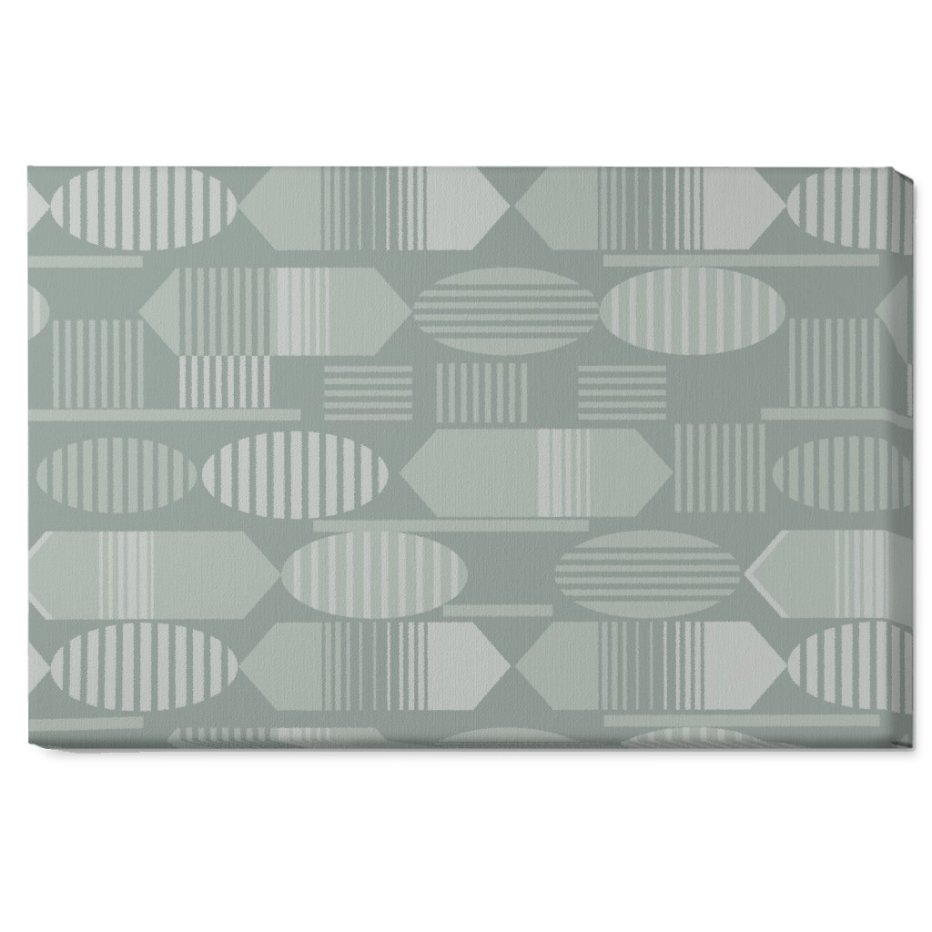 Ovals and Arrows - Neutral Sage Wall Art, No Frame, Single piece, Canvas, 20x30, Green, Classic Green