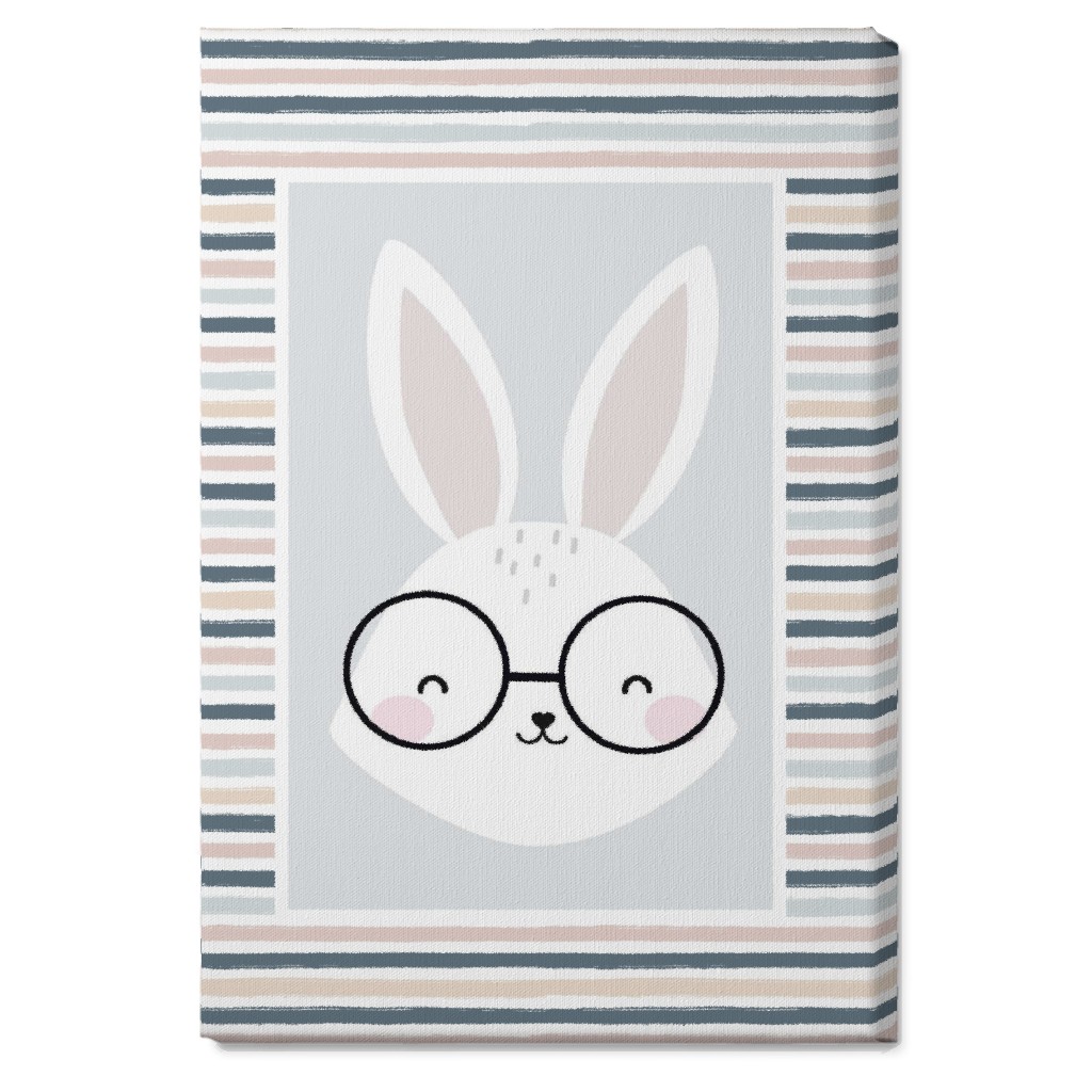 Spring Baby Boy Bunny - Neutral Soft Palette Wall Art, No Frame, Single piece, Canvas, 20x30, Blue