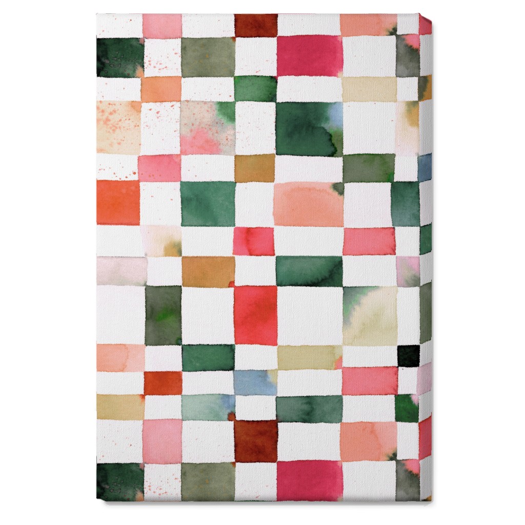 Watercolor Checker - Multi Wall Art, No Frame, Single piece, Canvas, 20x30, Multicolor