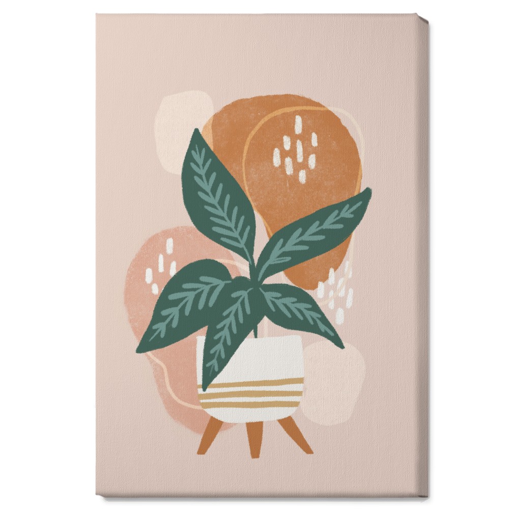 House Plant on Blush Wall Art, No Frame, Single piece, Canvas, 20x30, Pink, Bright Pink