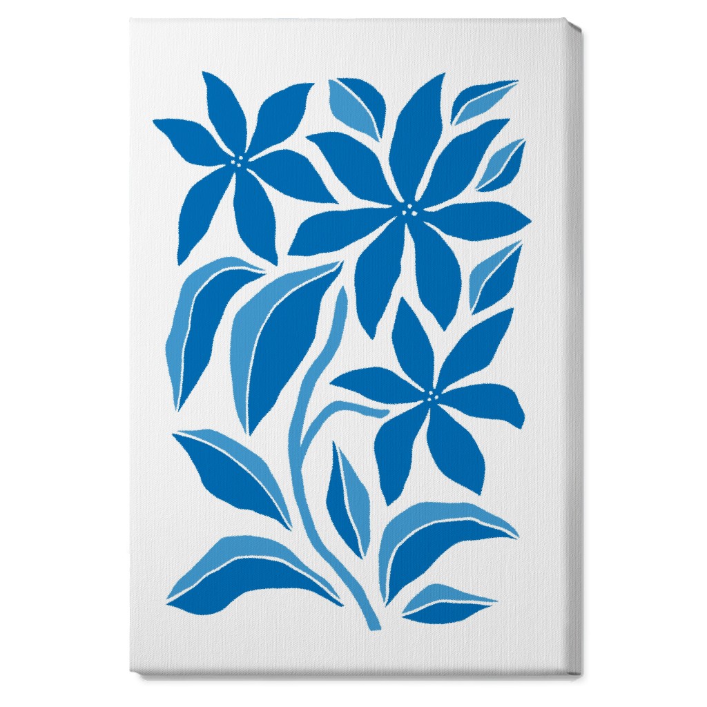 Minimalist Block Botanical Floral - Blue Wall Art, No Frame, Single piece, Canvas, 20x30, Blue, True Blue