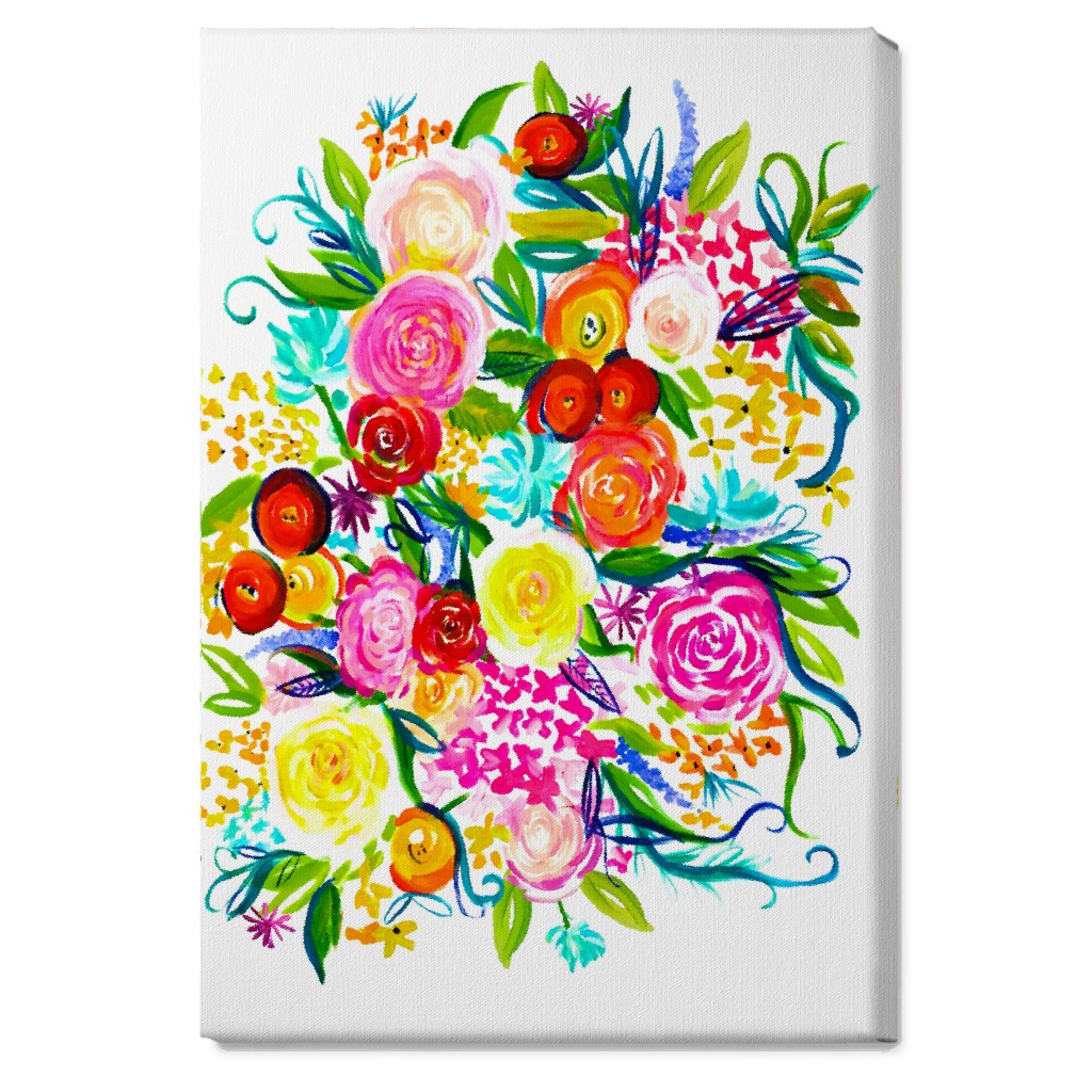 Summer Floral Acrylic Floral - Neon Wall Art, No Frame, Single piece, Canvas, 20x30, Multicolor
