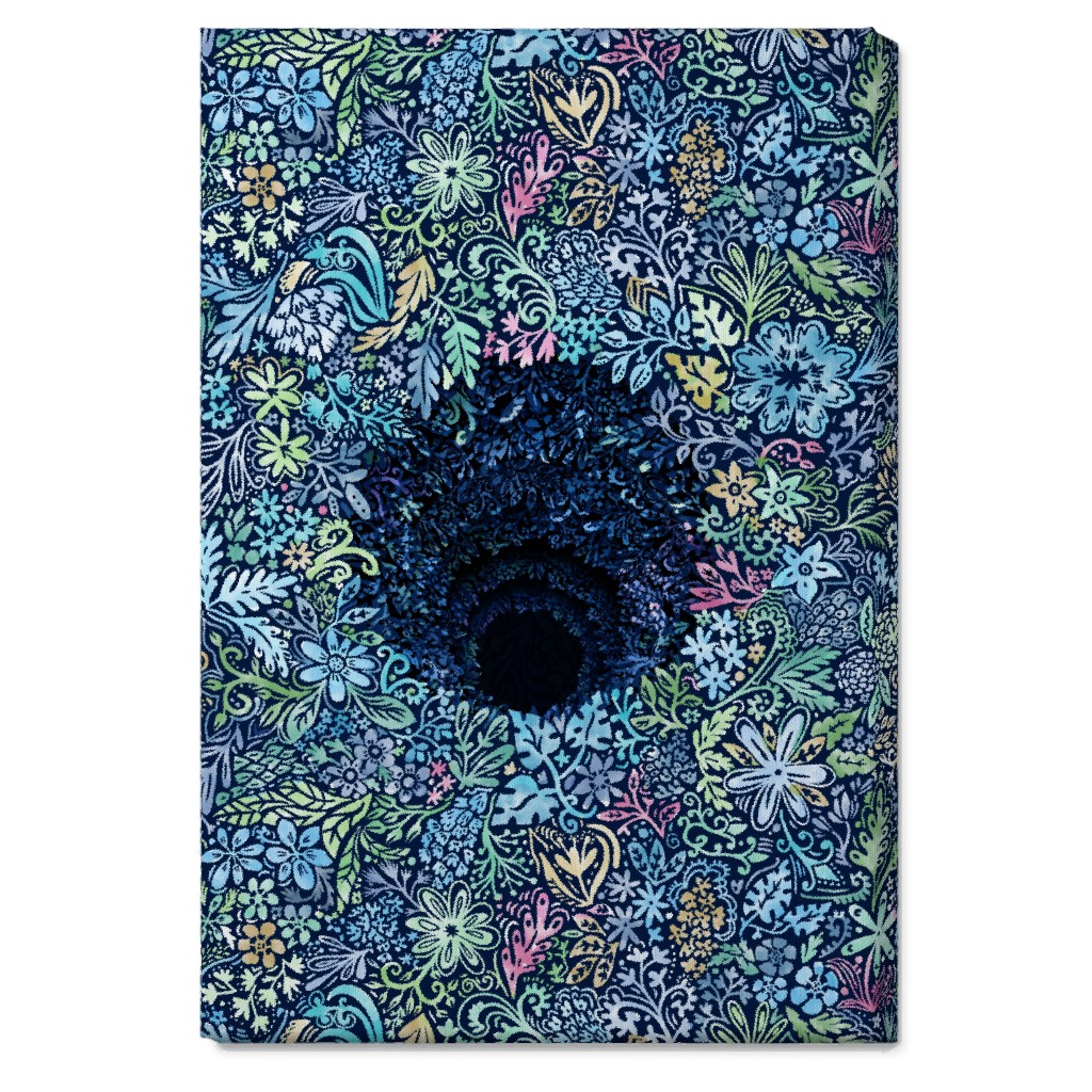 Deep Down Colorful Floral Abstract Wall Art, No Frame, Single piece, Canvas, 20x30, Blue