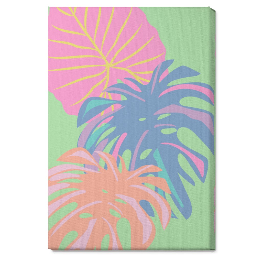 Bold Tropical Leaves - Multi Wall Art, No Frame, Single piece, Canvas, 20x30, Multicolor