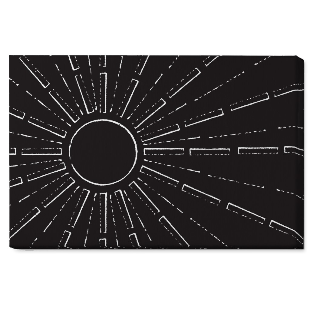 Midcentury Sunburst Wall Art, No Frame, Single piece, Canvas, 20x30, Black