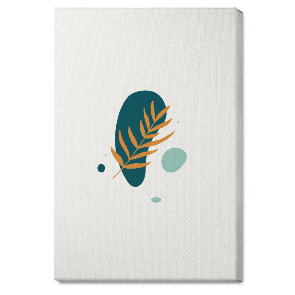 Shapes and Fern Leaf V Wall Art, No Frame, Single piece, Canvas, 20x30, Green, Ink Spot