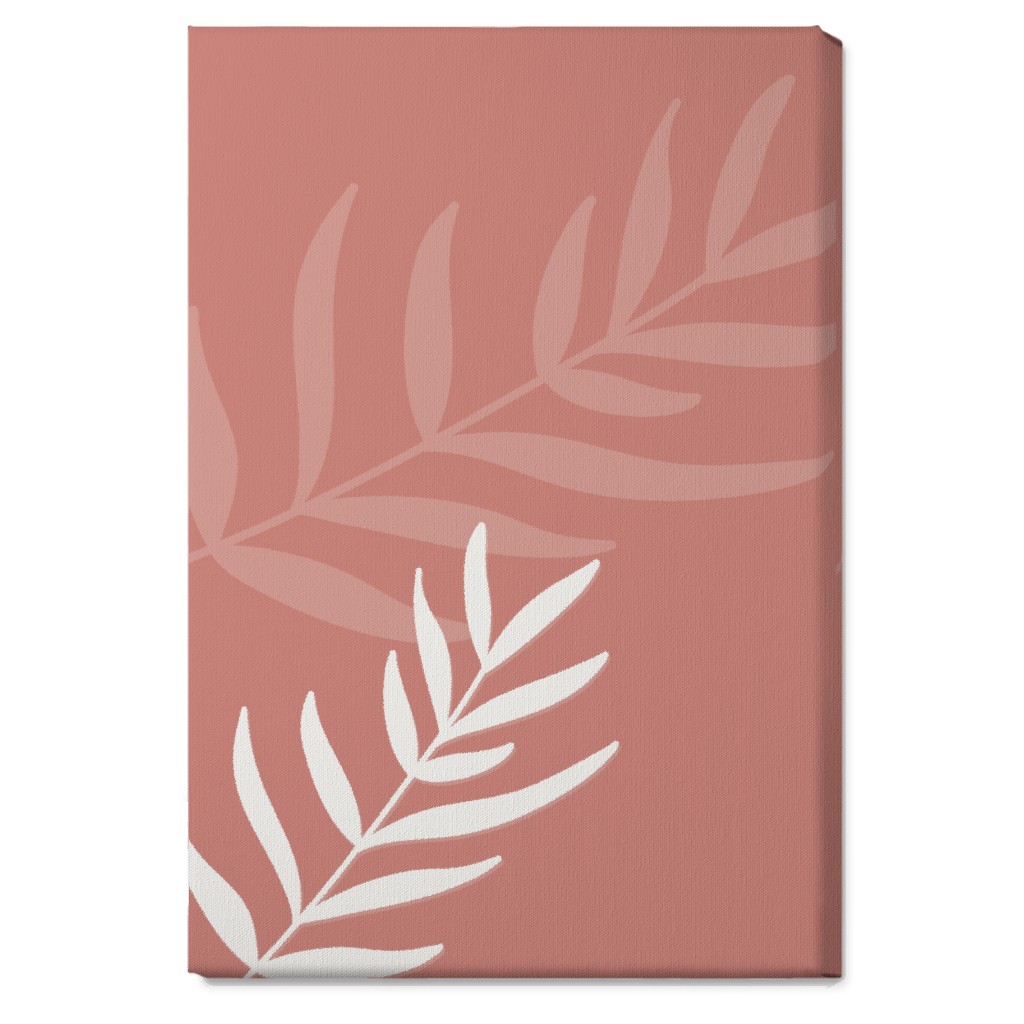 Fern Leaves in Neutral Earth Tones Wall Art, No Frame, Single piece, Canvas, 20x30, Pink