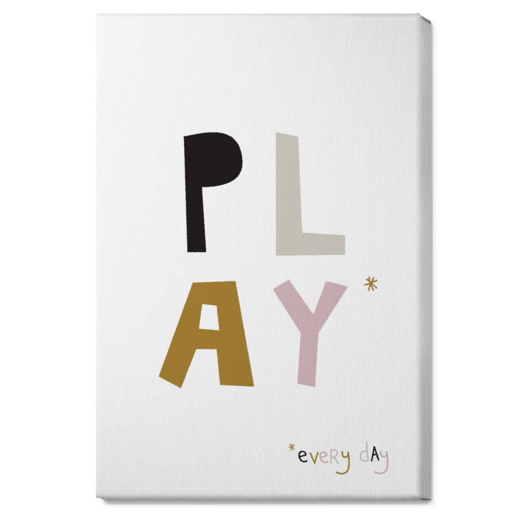Play Typography - Neutral With Pink Wall Art, No Frame, Single piece, Canvas, 20x30, Multicolor