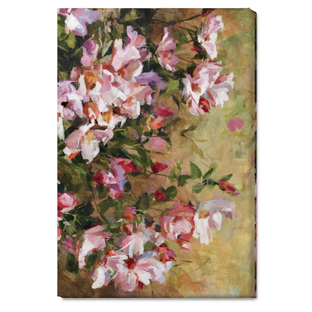 Wild Roses Painting - Pink Wall Art, No Frame, Single piece, Canvas, 20x30, Pink, Bright Pink