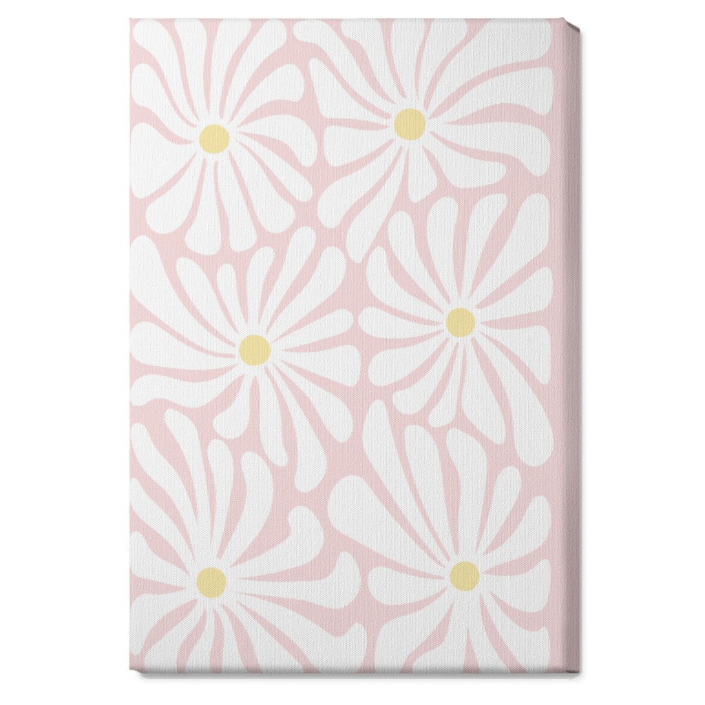 Retro Daisies Wall Art, No Frame, Single piece, Canvas, 20x30, Pink, Pearl