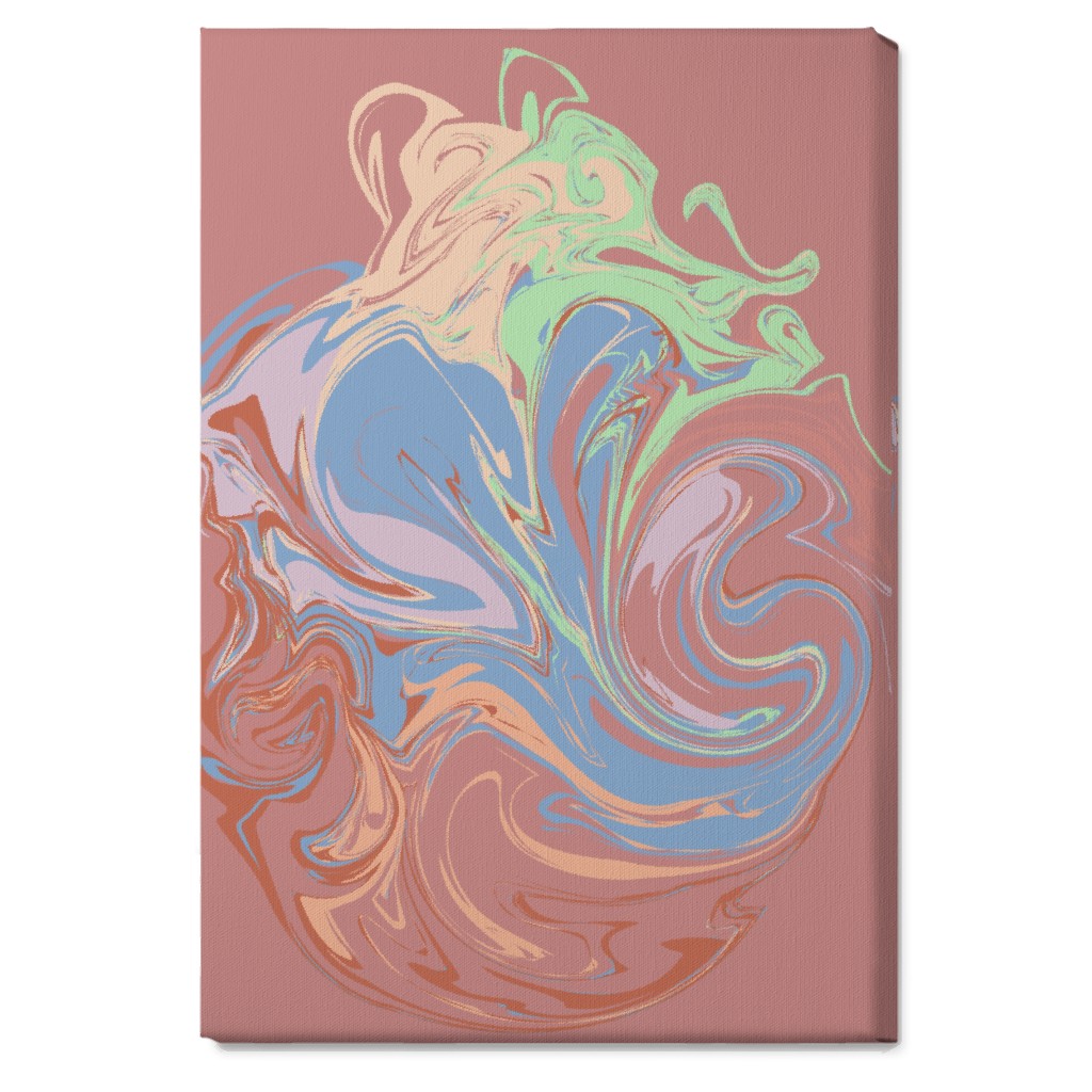 Abstract Marble Smoke Swirl - Multi on Pink Wall Art, No Frame, Single piece, Canvas, 20x30, Multicolor