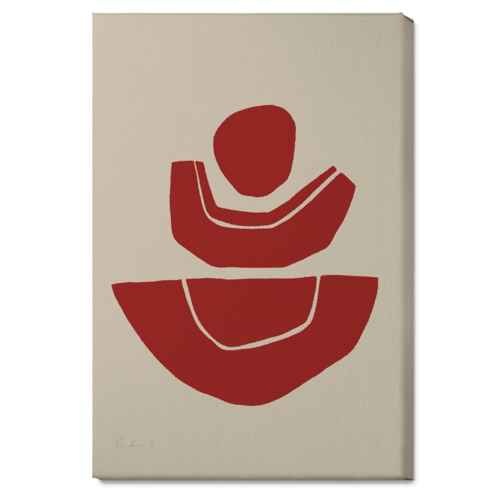 Geometric Abstract Stack Ii Wall Art, No Frame, Single piece, Canvas, 20x30, Red, Cinnamon