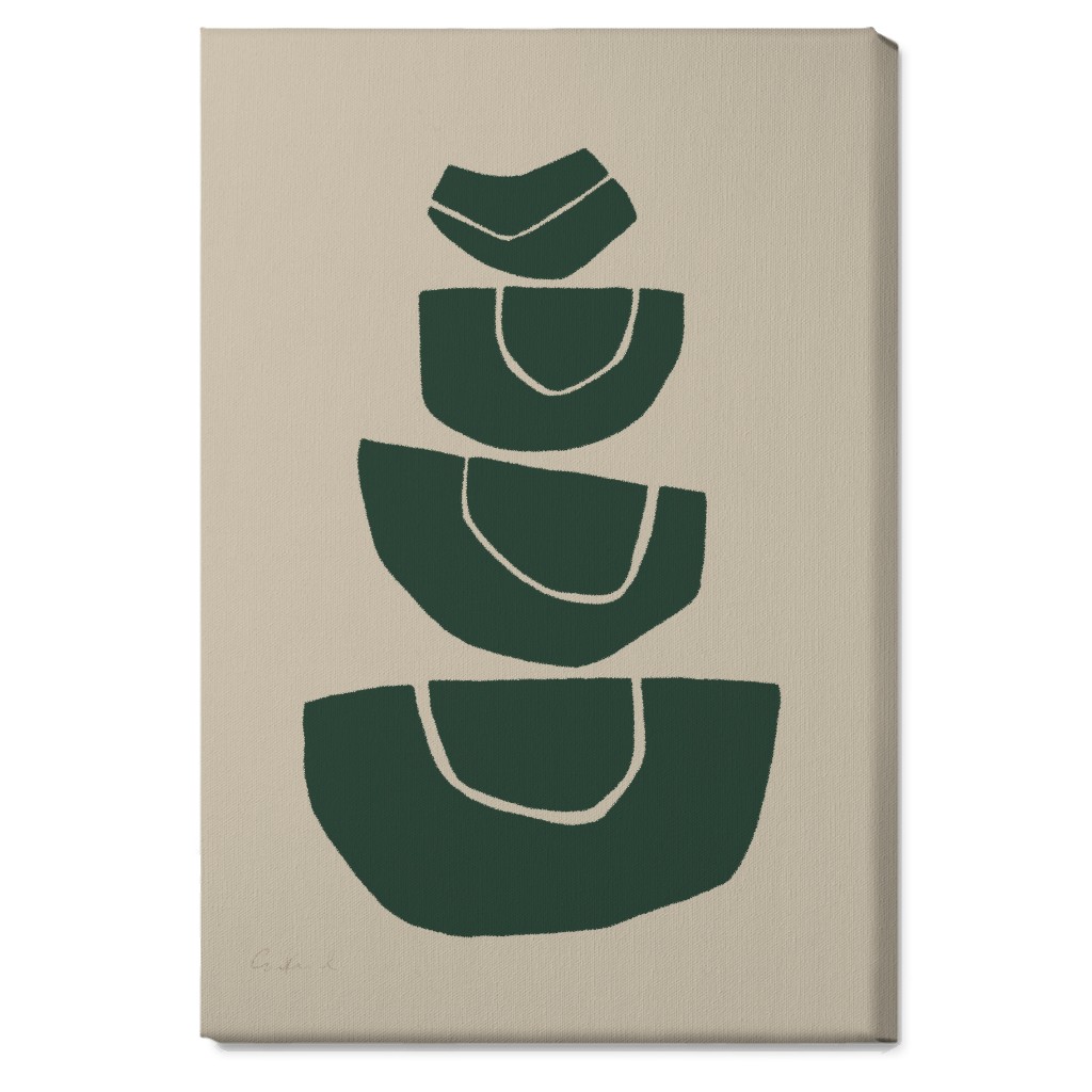 Geometric Stack Abstract Wall Art, No Frame, Single piece, Canvas, 20x30, Green, Seaweed