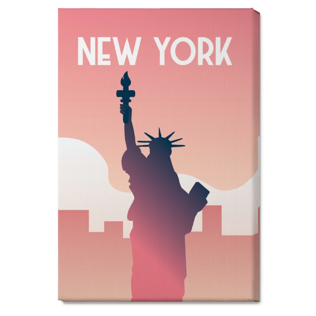 New York City Statue of Liberty Wall Art, No Frame, Single piece, Canvas, 20x30, Pink