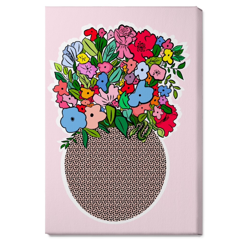 Pretty Happy - Multi on Pink Wall Art, No Frame, Single piece, Canvas, 20x30, Pink