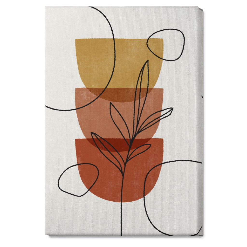 Abstract Leaf Stack - Terracotta and Ivory Wall Art, No Frame, Single piece, Canvas, 20x30, Brown