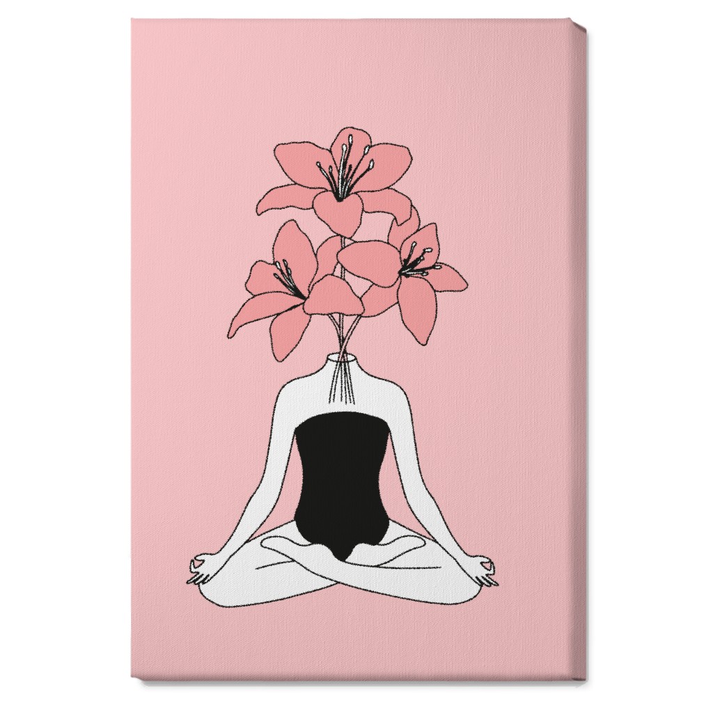 Feminine Yoga - Pink Wall Art, No Frame, Single piece, Canvas, 20x30, Pink, Bright Pink
