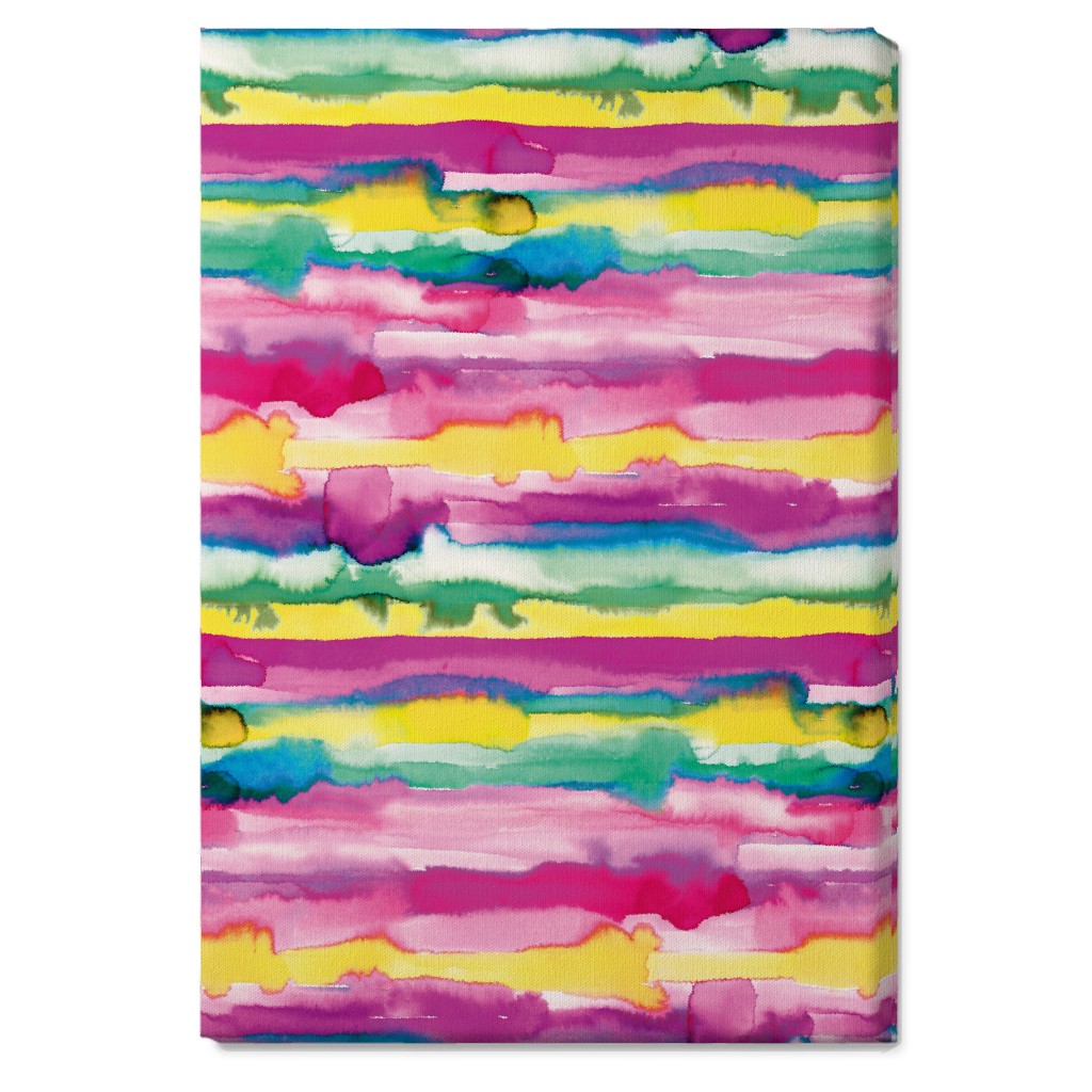Gradient Watercolor Stripes - Multi Wall Art, No Frame, Single piece, Canvas, 20x30, Multicolor