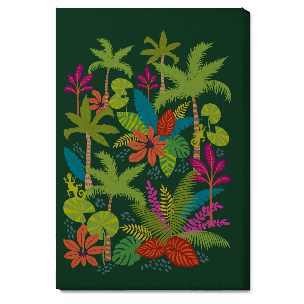 Night in the Tropics - Green Wall Art, No Frame, Single piece, Canvas, 20x30, Green