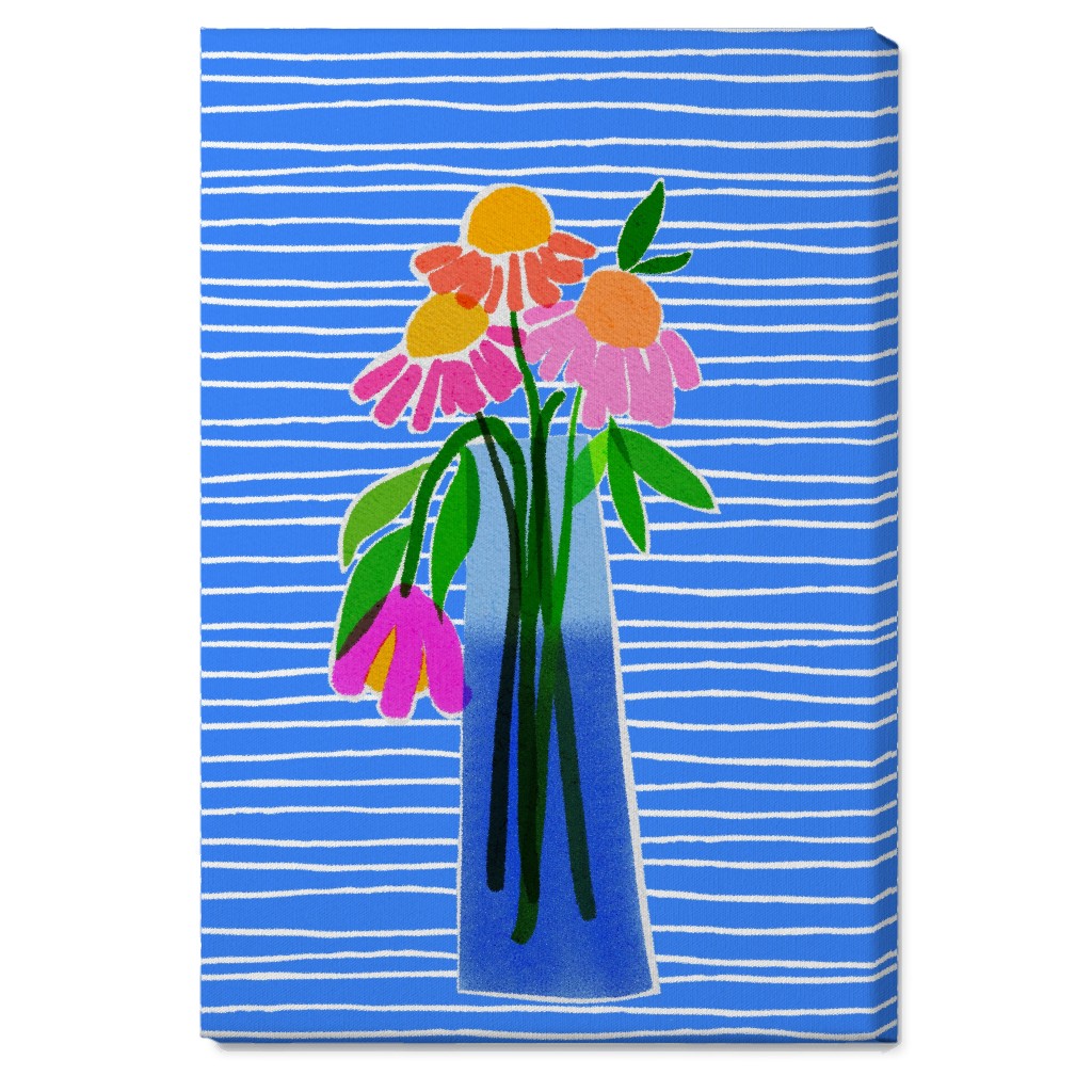 Santorini - Blue Wall Art, No Frame, Single piece, Canvas, 20x30, Blue, True Blue