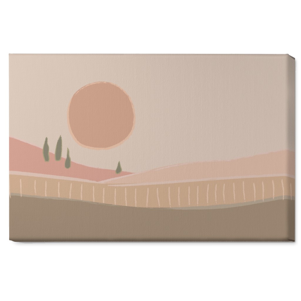 Simple Landscape Wall Art, No Frame, Single piece, Canvas, 20x30, Pink