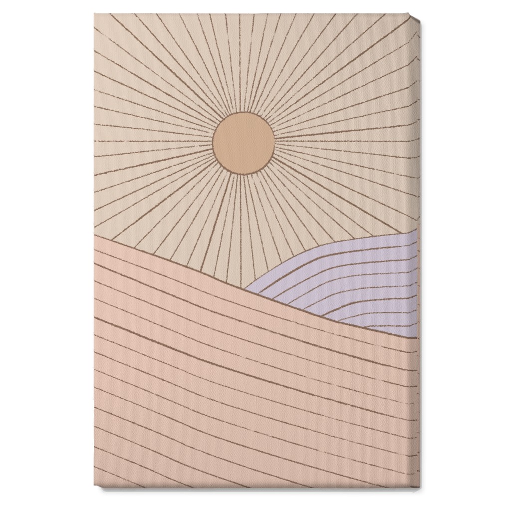 Sun in the Landscape - Pink Wall Art, No Frame, Single piece, Canvas, 20x30, Pink