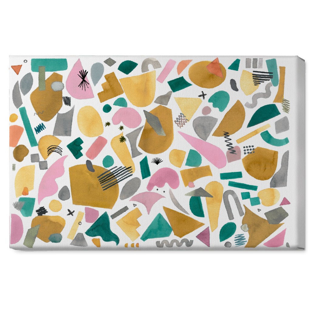 Abstract Geo Pieces - Pink Wall Art, No Frame, Single piece, Canvas, 20x30, Multicolor
