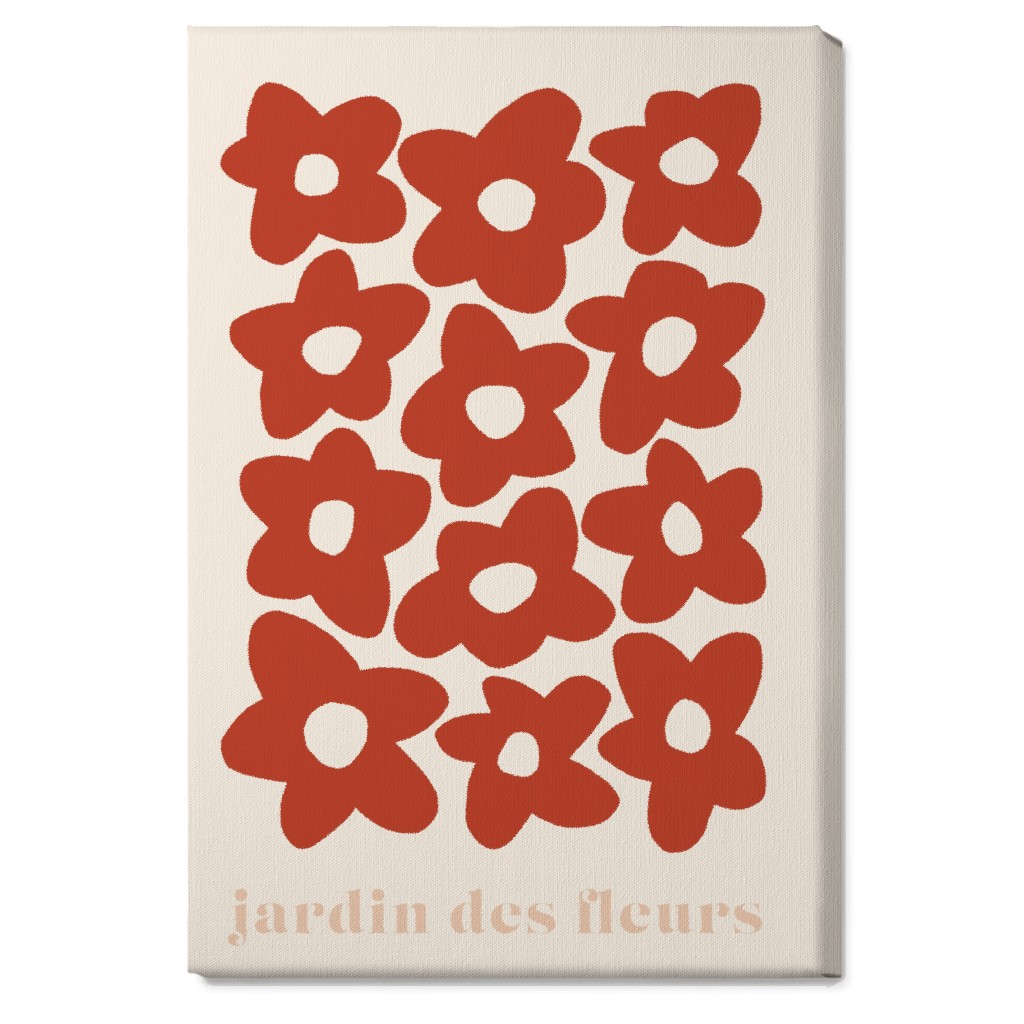 Botanical Graphic Retro Flower Garden Wall Art, No Frame, Single piece, Canvas, 20x30, Red, Cinnamon
