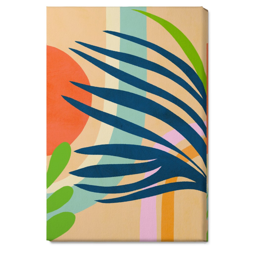 Palm, Sun and Rainbow Tropical Botanicals - Multi Wall Art, No Frame, Single piece, Canvas, 20x30, Multicolor