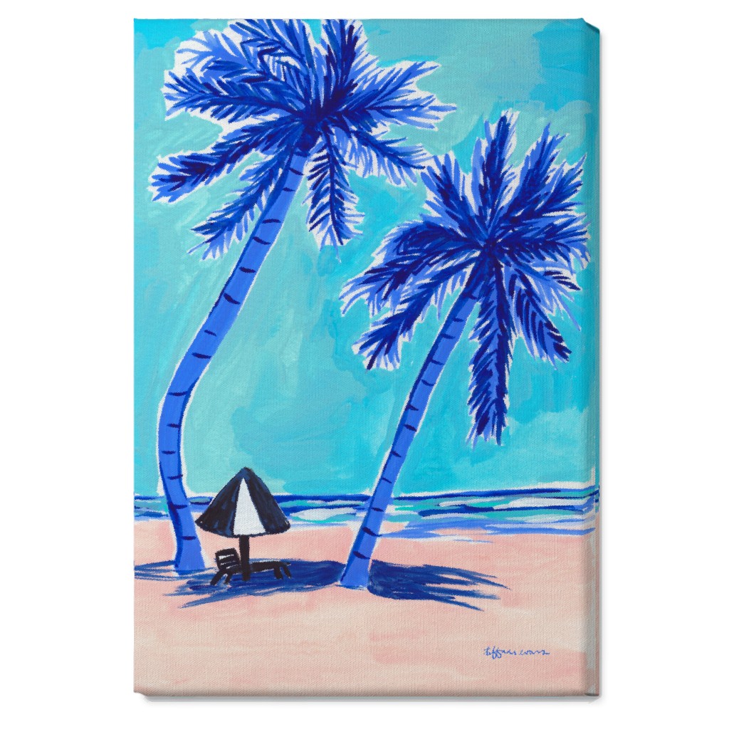 Beach Side - Blue and Beige Wall Art, No Frame, Single piece, Canvas, 20x30, Blue