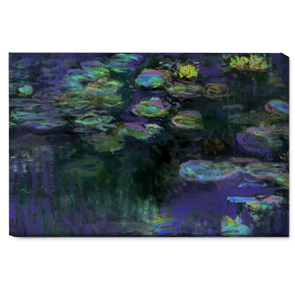 Claude Monet Waterlilies At Night Wall Art, No Frame, Single piece, Canvas, 20x30, Blue