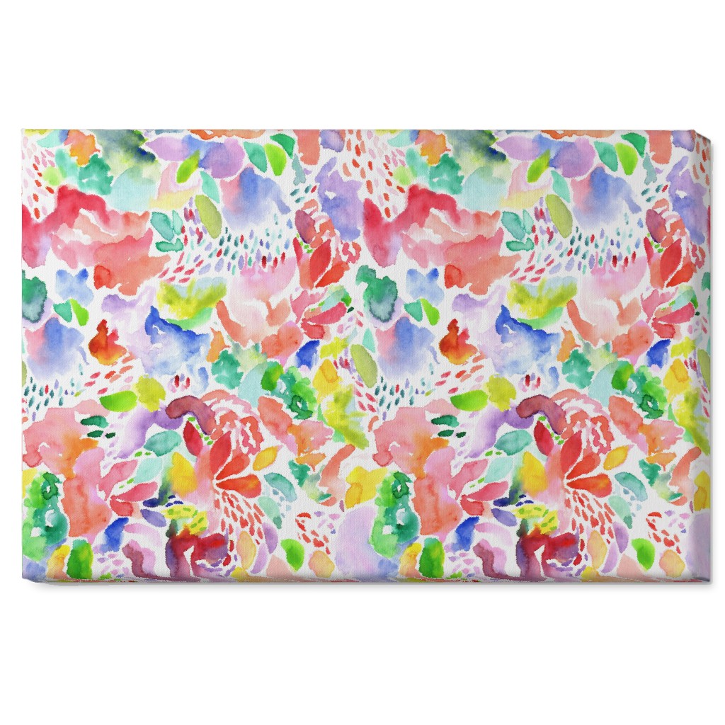 Happy Abstract Watercolor Wall Art, No Frame, Single piece, Canvas, 20x30, Multicolor, Bright Coral
