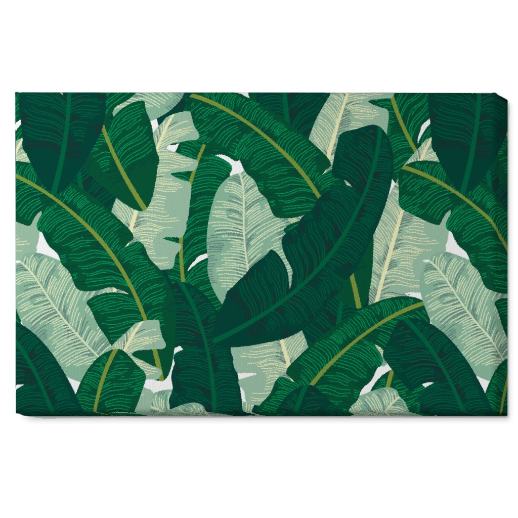 Classic Banana Leaves - Palm Springs Green Wall Art, No Frame, Single piece, Canvas, 20x30, Green