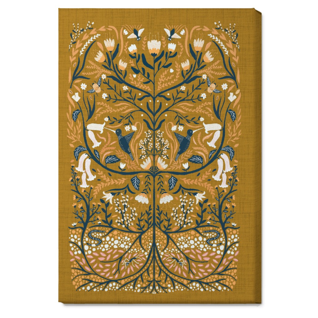 Ecosystems, Folk Art - Orange Wall Art, No Frame, Single piece, Canvas, 20x30, Orange, Orange